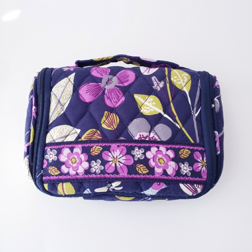 Vera Bradley Blue Floral Print Makeup Organizer Bag
